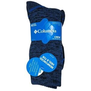 Columbia Crew Socks 4 Pairs Womens Shoe Size 4-10 Blue Reinforced Heel & Toe New